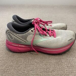 Brooks Ghost Running Shoes Womens Size 10 Gray Pink Mesh Cushioned 1203561B024